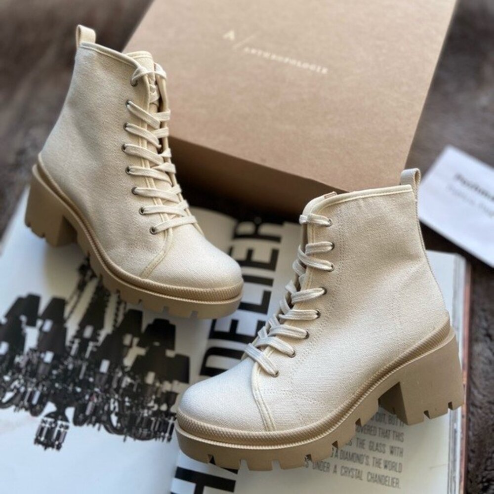 Anthropologie Justine Canvas Lace-Up Boots - Picture 9 of 9